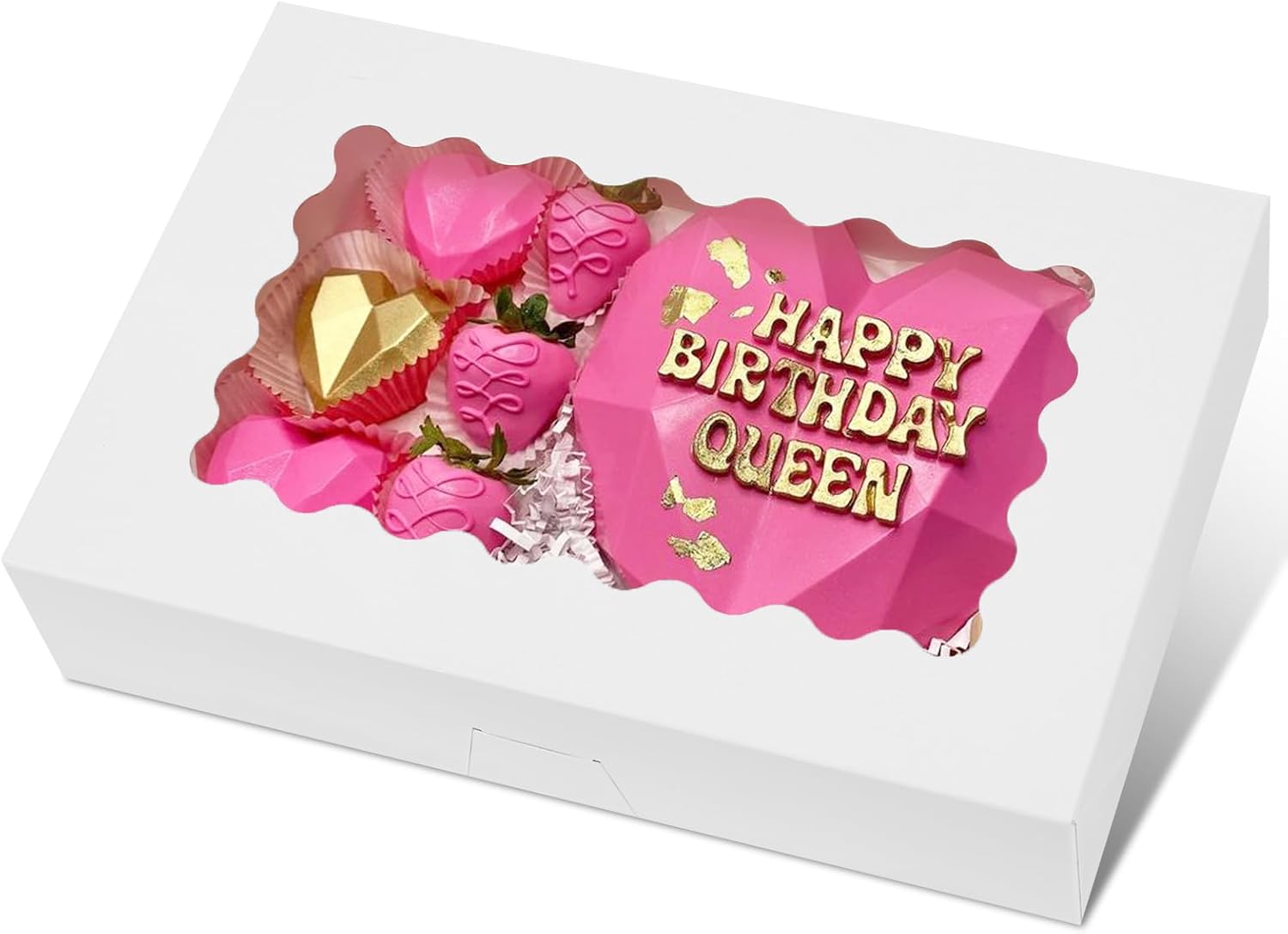 Moretoes 32pcs Cookie Boxes, 12x8x2.5 Inches White Treat Boxes with Window, Bake...