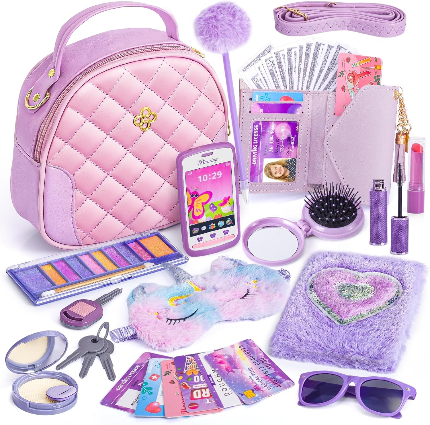 Hohosunlar Little Girl Purse with Accessories Purple