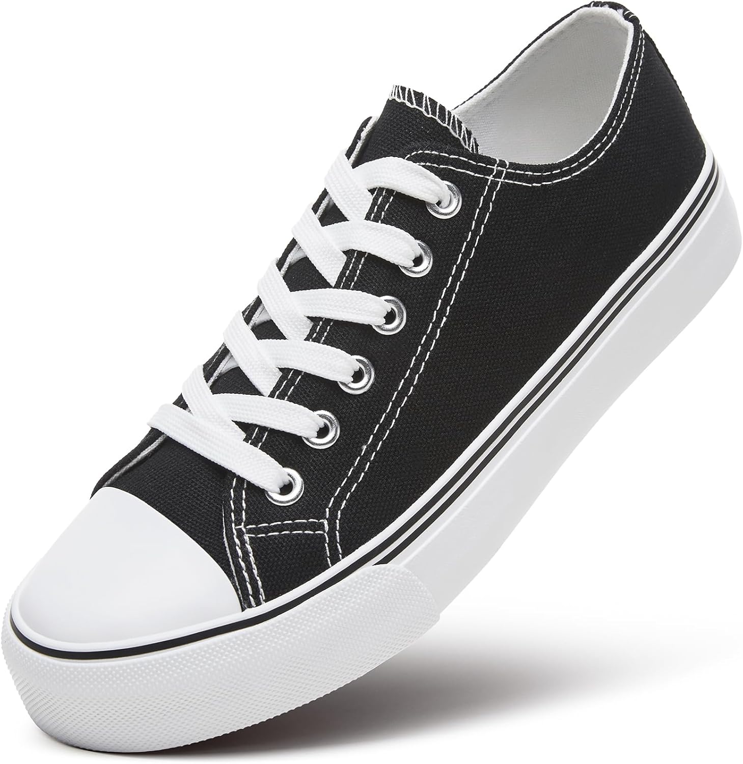 ZGR Womens Low Top Canvas Shoes,Lace up Canvas Sneakers,Casual White Tennis Walk...