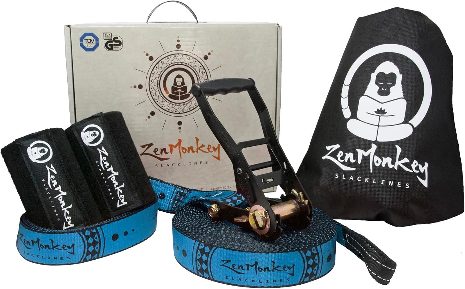 ZenMonkey Slackline Kit with Tree Protectors, Cloth Carry Bag and Instructions,...