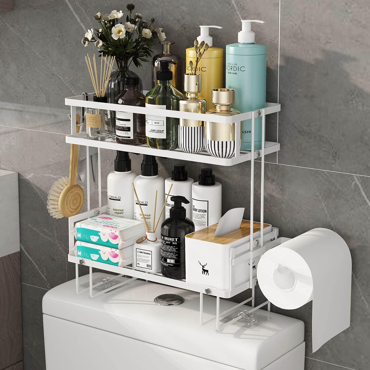 Godboat Bathroom Organizer - Over The Toilet Storage Cabinet, 2-Tier Bathroom St...