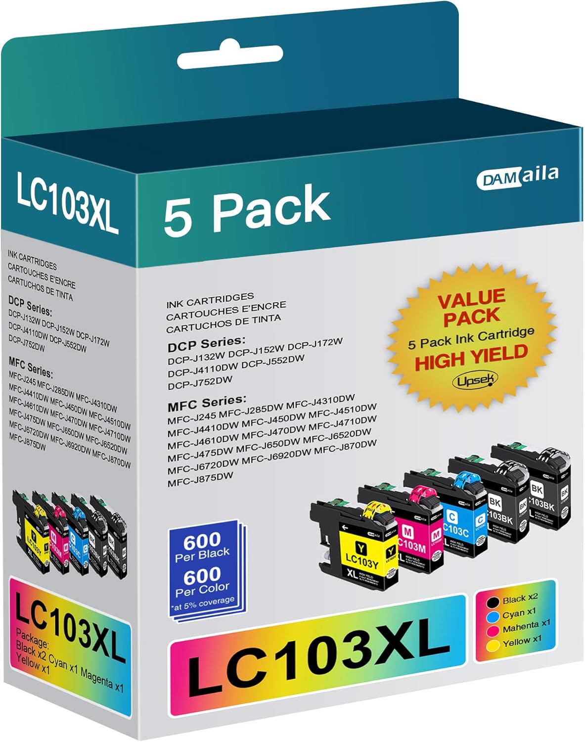 LC103xl Ink Cartridges Combo Pack Comfortable for Brother LC103 LC101 Ink High Y...