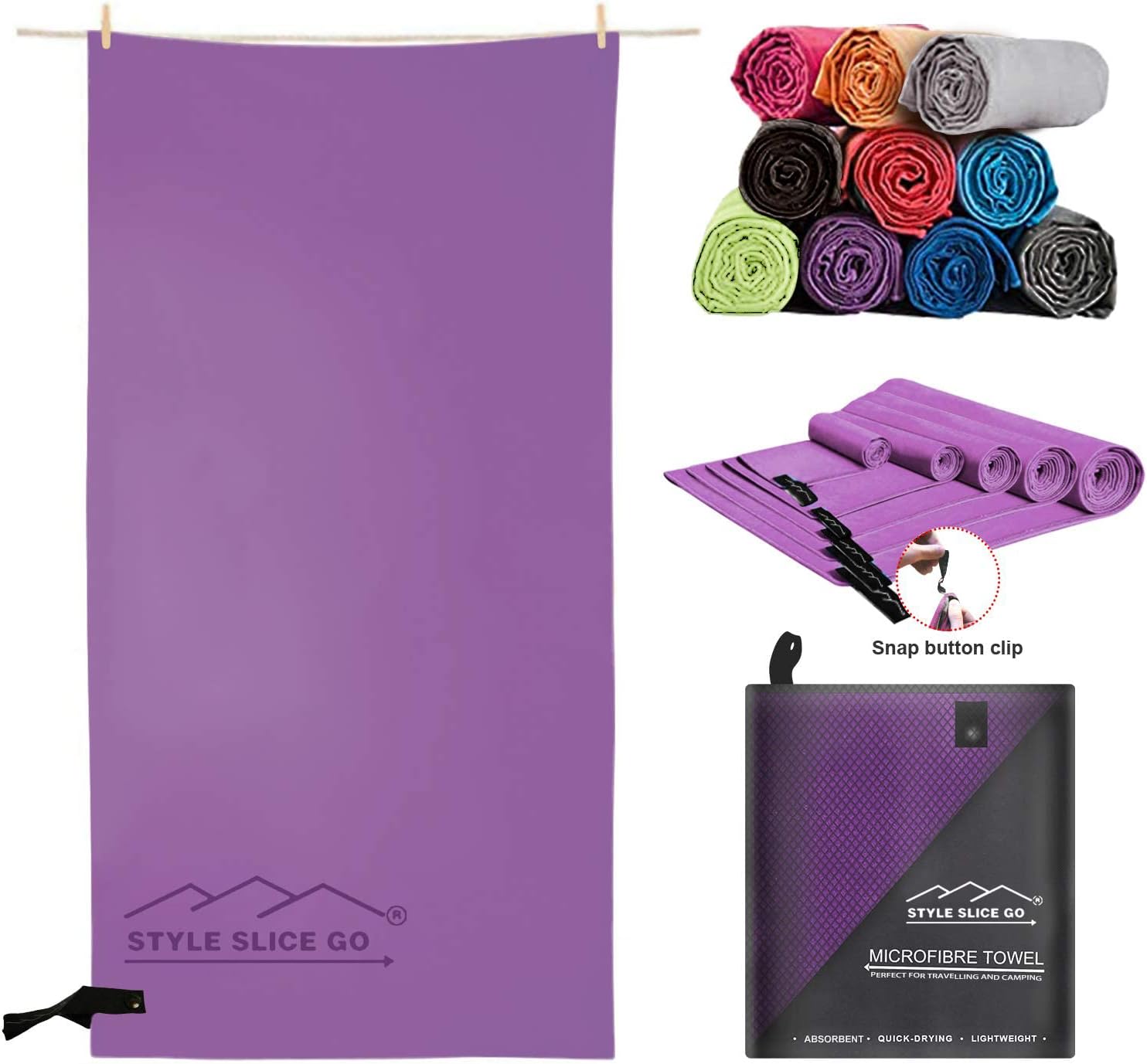 Style Slice Microfibre Towel - Quick dry Lightweight Absorbent Travel Towel for...