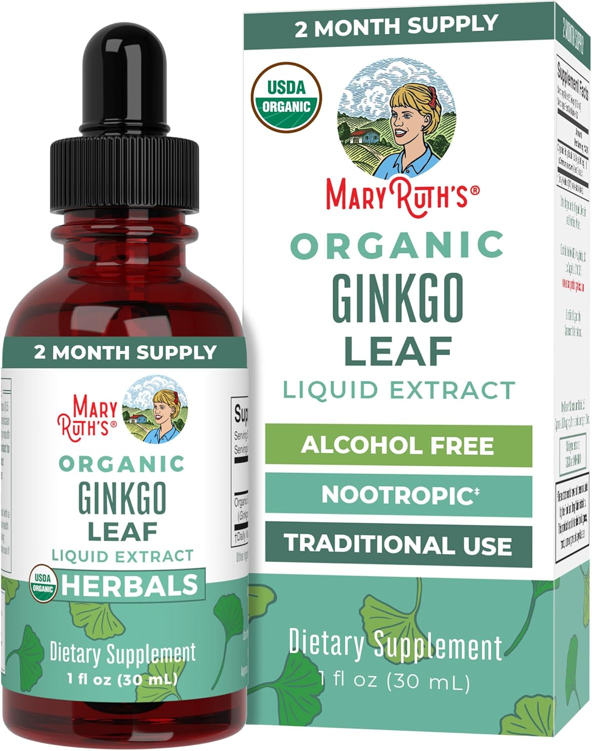 MaryRuth Organics Ginkgo Leaf Liquid Drops | Herbal Supplement | Nootropic | Cir...
