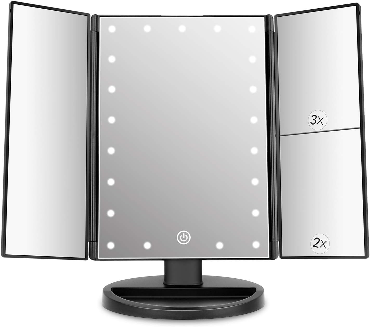 deweisn Tri-FoldLighted Vanity Makeup Mirror with 3X/2X/1X Magnification, 21 LED...
