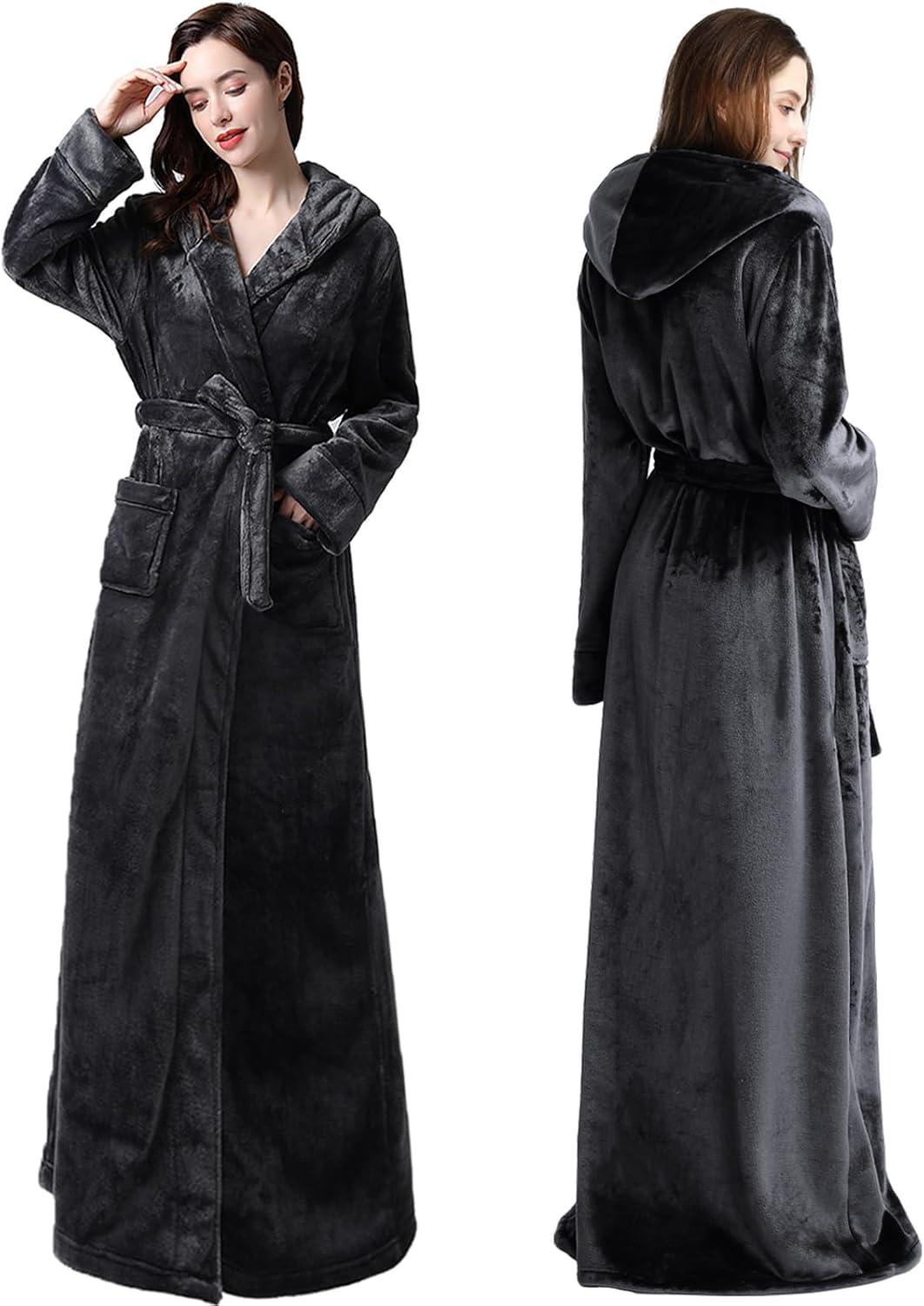 Oksun Womens Long Dressing Gown Robe Full Length Ladies Fluffy Plus Size Fleece...