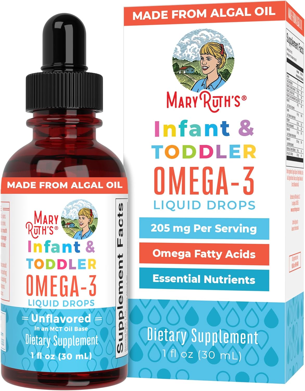 MaryRuth Organics Infant and Toddler Omega-3 Liquid Drops by | 200mg DHA and 2mg...