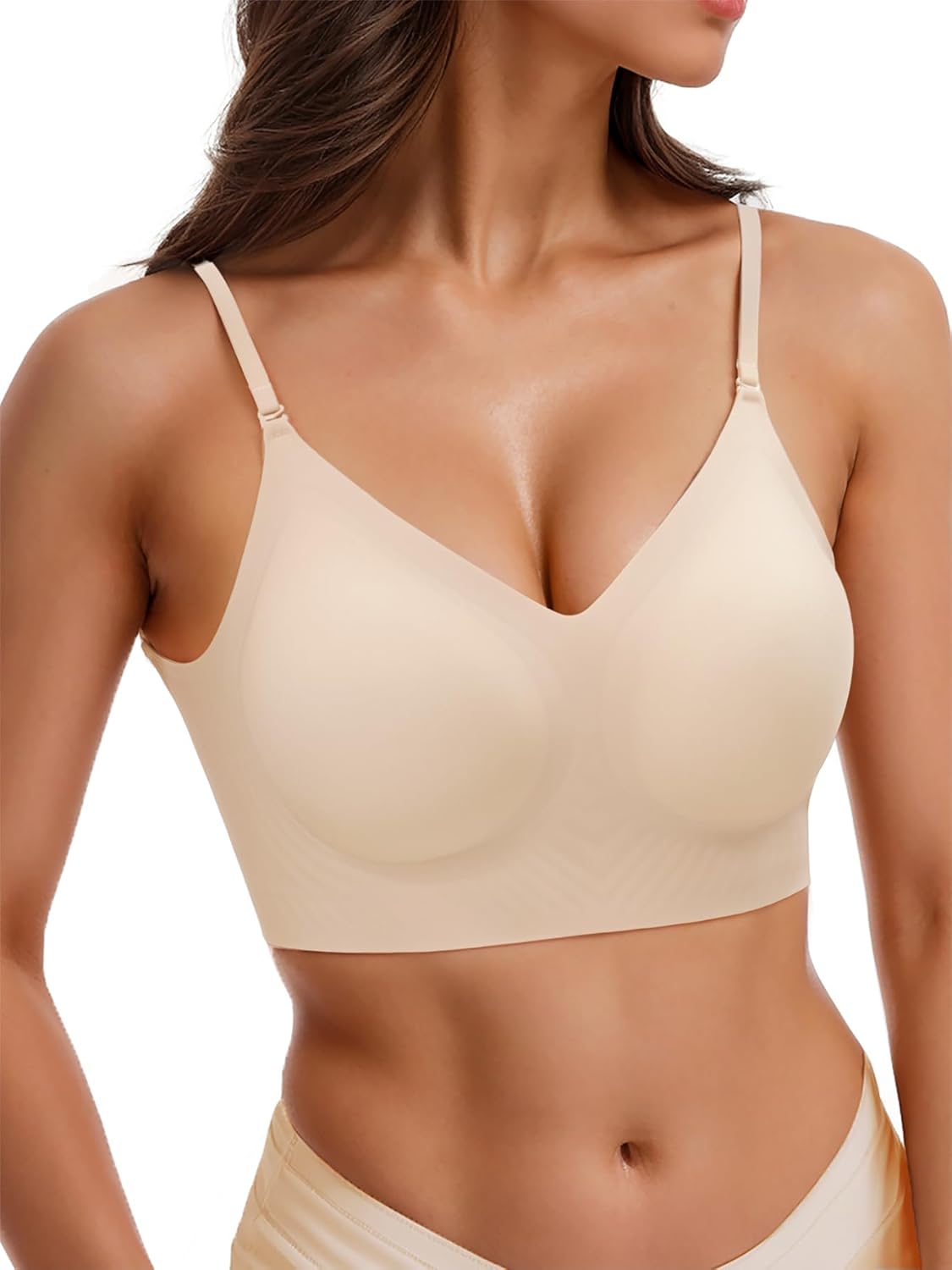 Seamless Low Back Bra Wireless Padded Bralette Thin Straps Comfort Halter Backle...