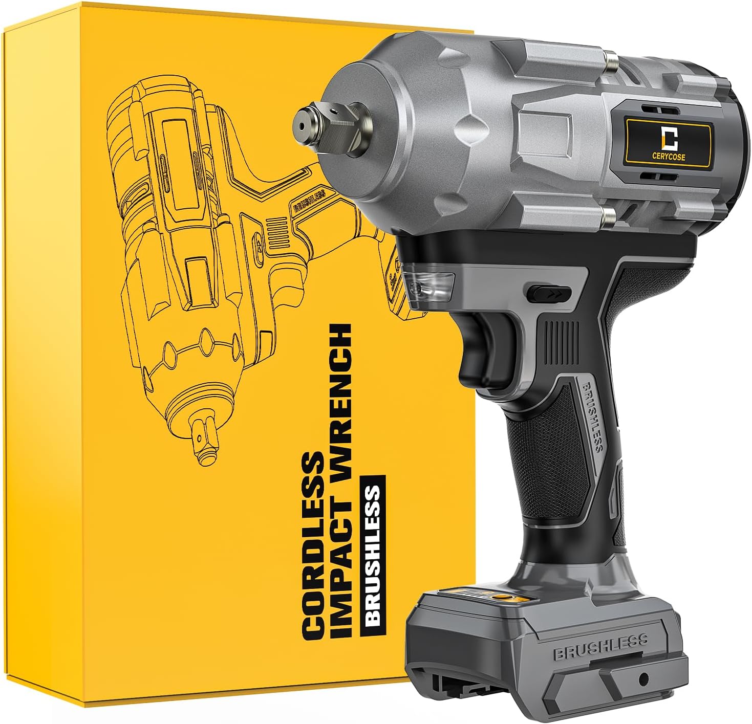 Cordless Impact Wrench 1/2 inch for Dewalt Battery, 900FT-LBS (1200N.m) Brushles...