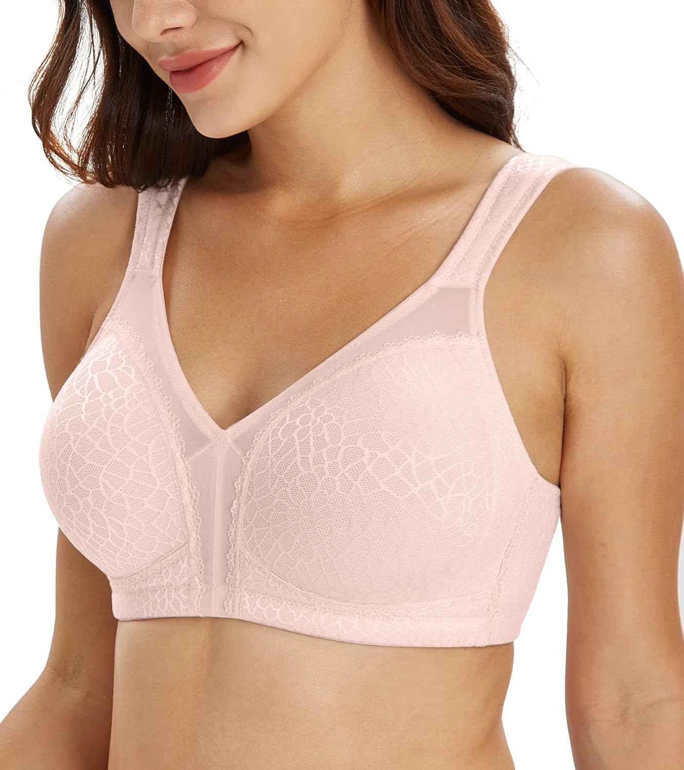 Lemorosy Full Coverage Non Padded Wireless Minimizer Bra Women's Plus Size Bras...