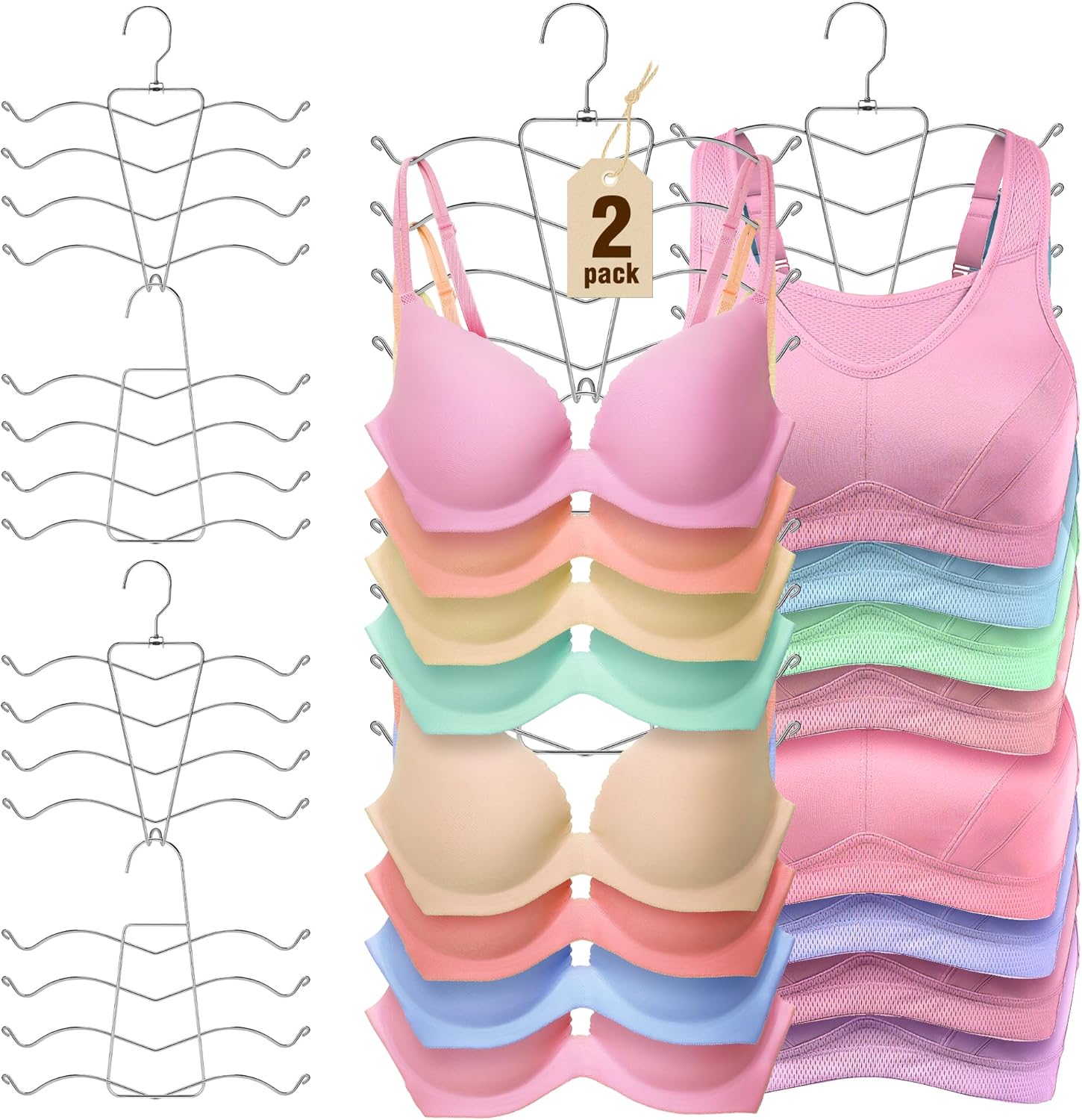 HOUSE DAY Bra Hangers 2 Pack, Tank Top Hangers Space Saving Hangers for Closet O...
