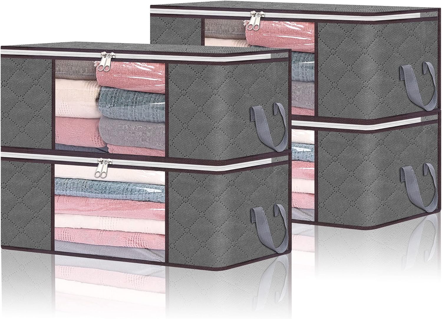Vieshful 4 Pack Clothes Storage Bags 35L Large Capacity Clothing Organizers with...