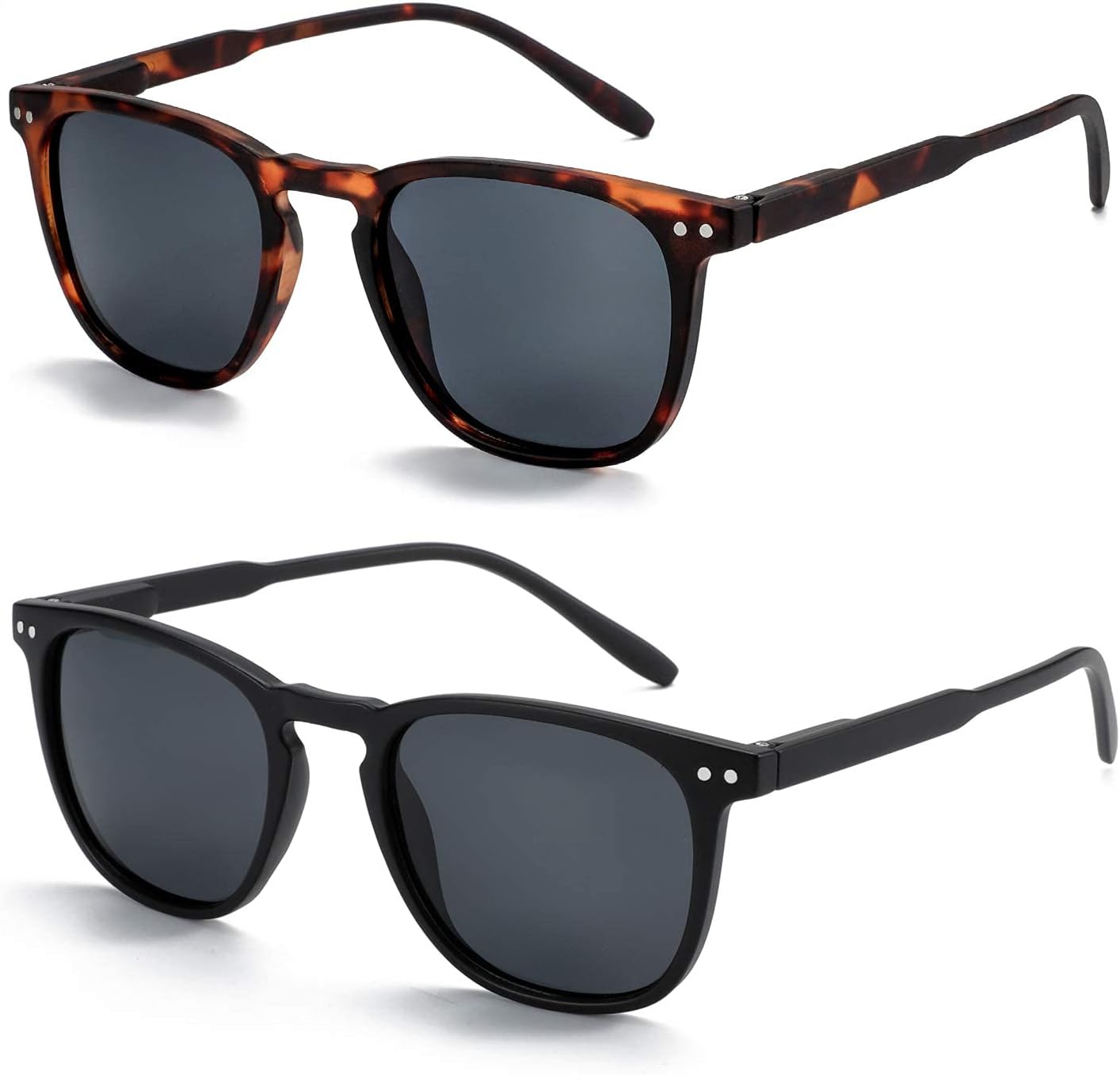 ZENOTTIC 2 Pack Polarised Sunglasses Womens Mens Retro Vintage Round and Square...