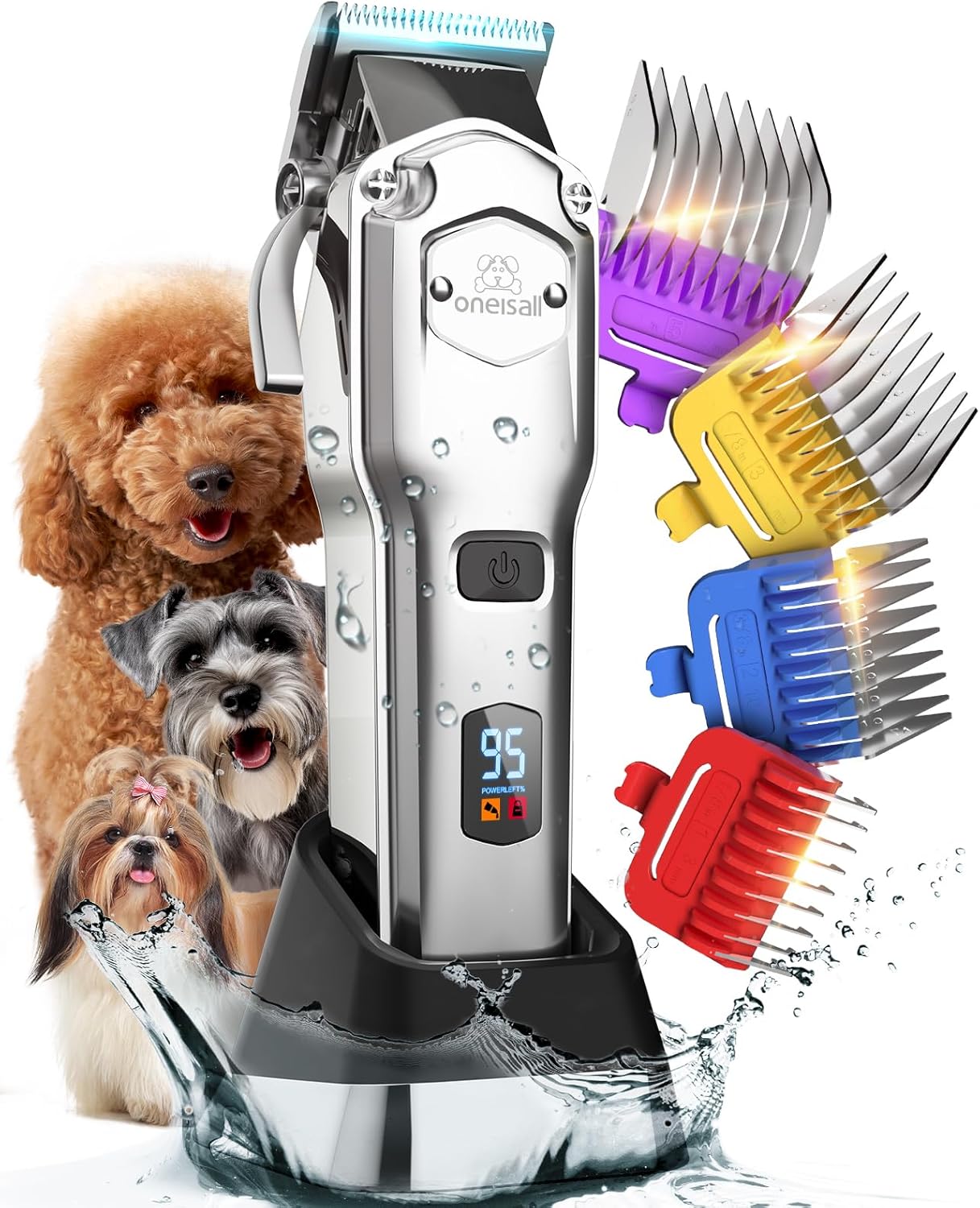 oneisall Dog Clippers for Grooming Professional,Cordless/Rechargeable Dog Groomi...