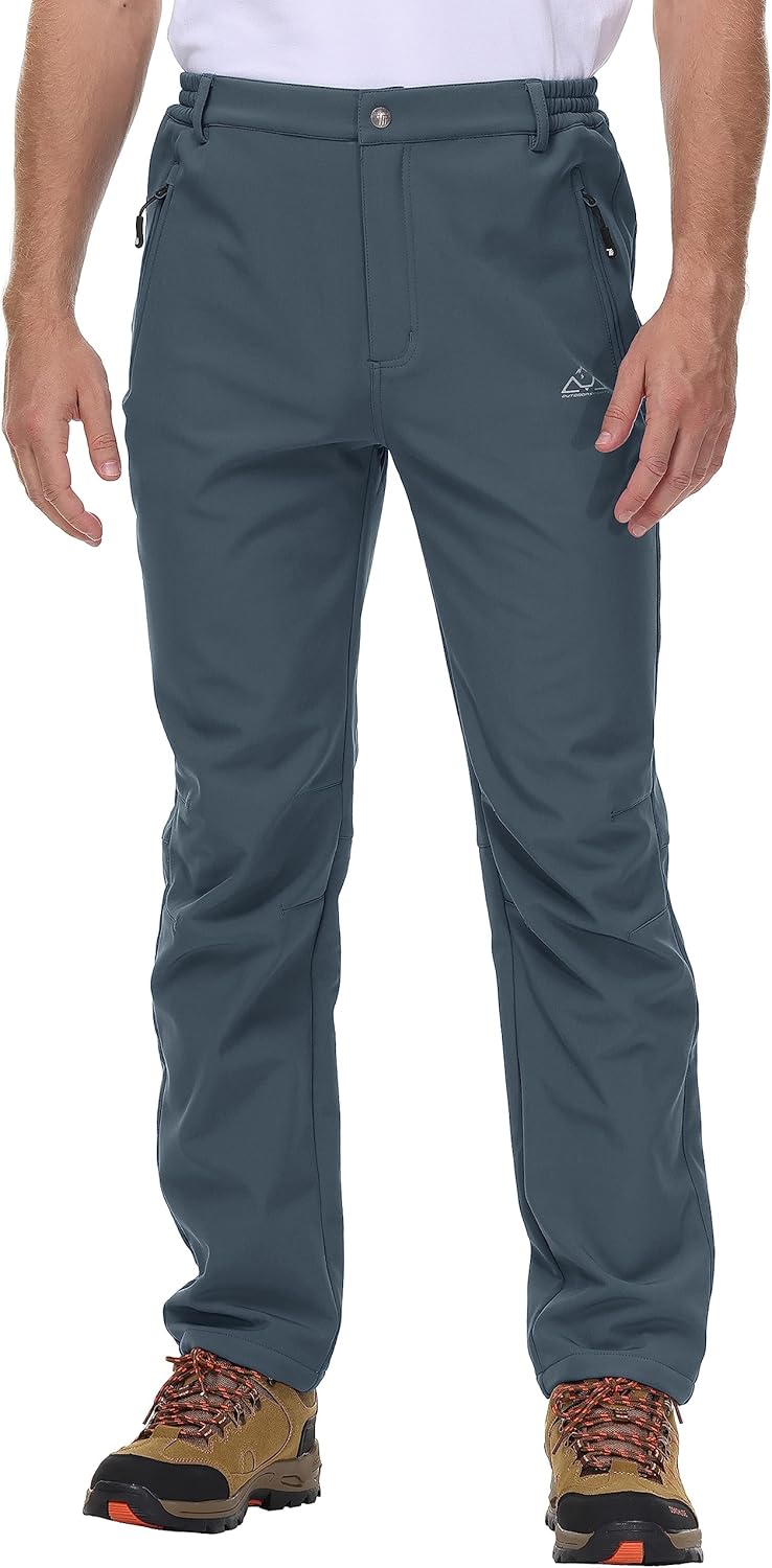 Rdruko Mens Waterproof Softshell Trousers Thermal Fleece Lined Casual Winter War...