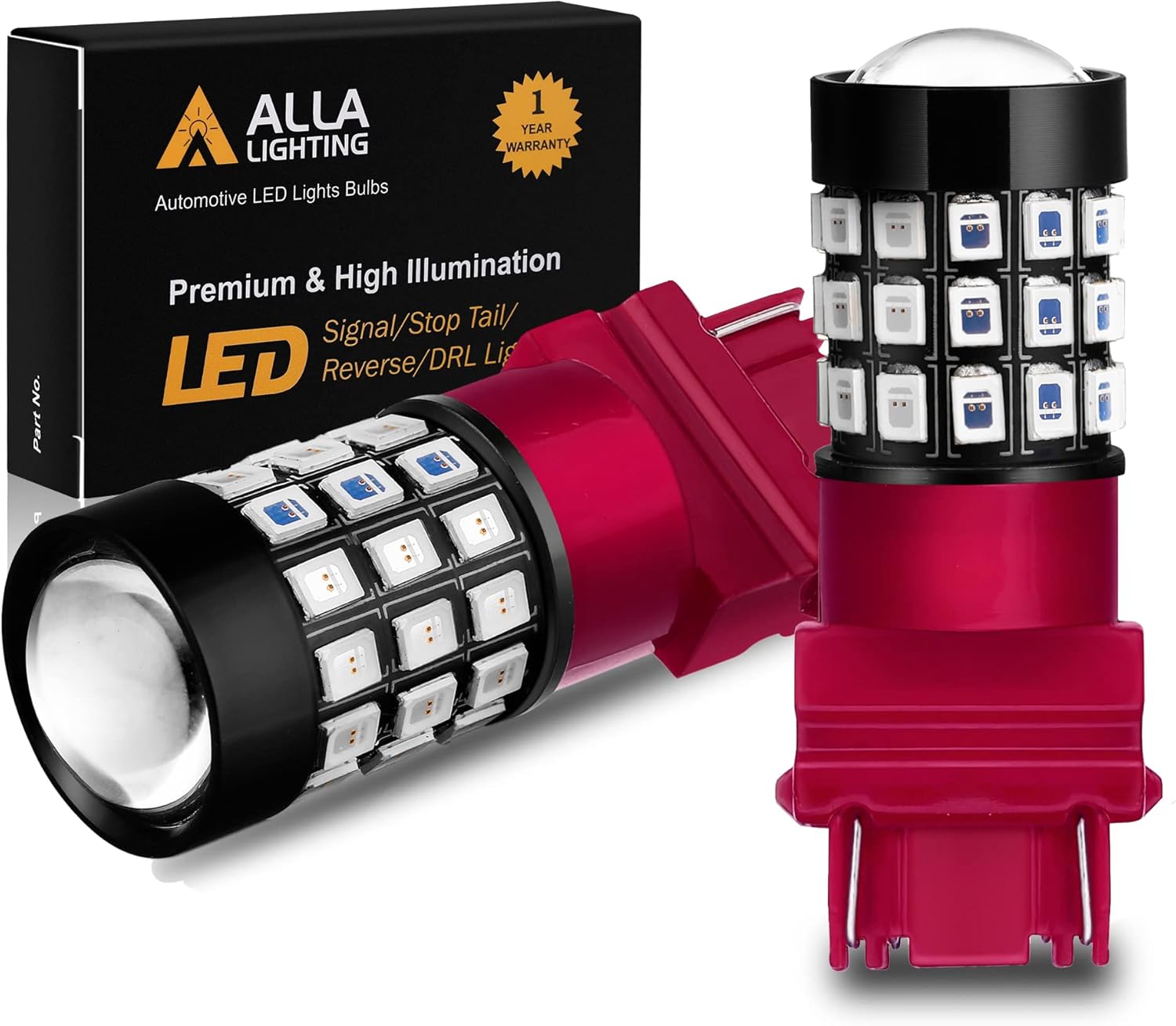 Alla Lighting Newly Upgraded 3156 3157 Red LED Bulbs, Brake Stop Tail, Turn Sign...