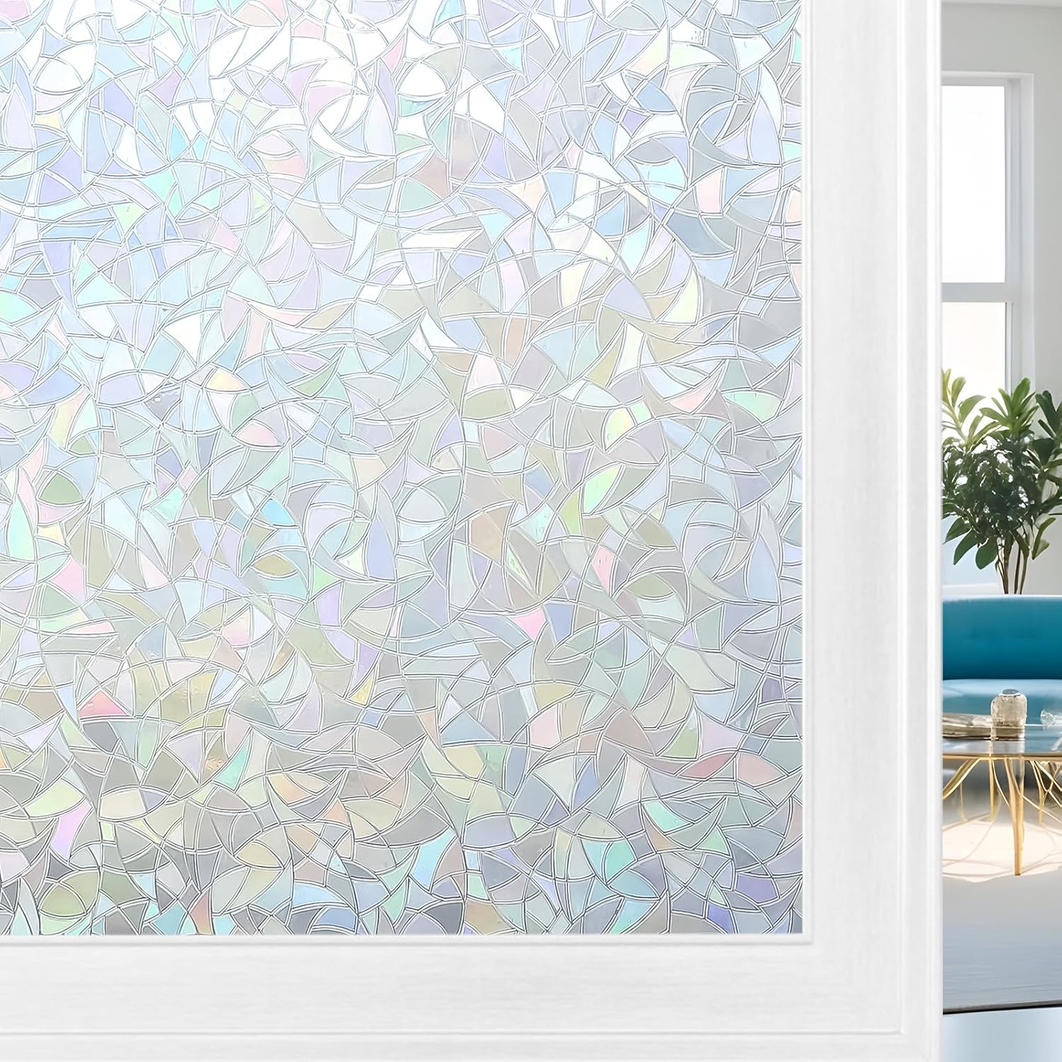 Volcanics Rainbow Window Privacy Film, Decorative Stained Glass Window Film, Sta...