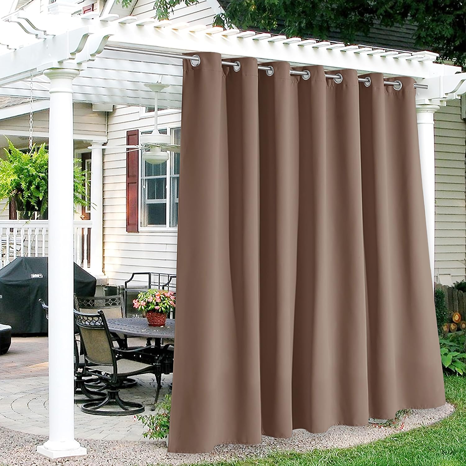 RYB HOME Outdoor Curtains for Patio, Country Rustic Exterior Curtain for Balcony...