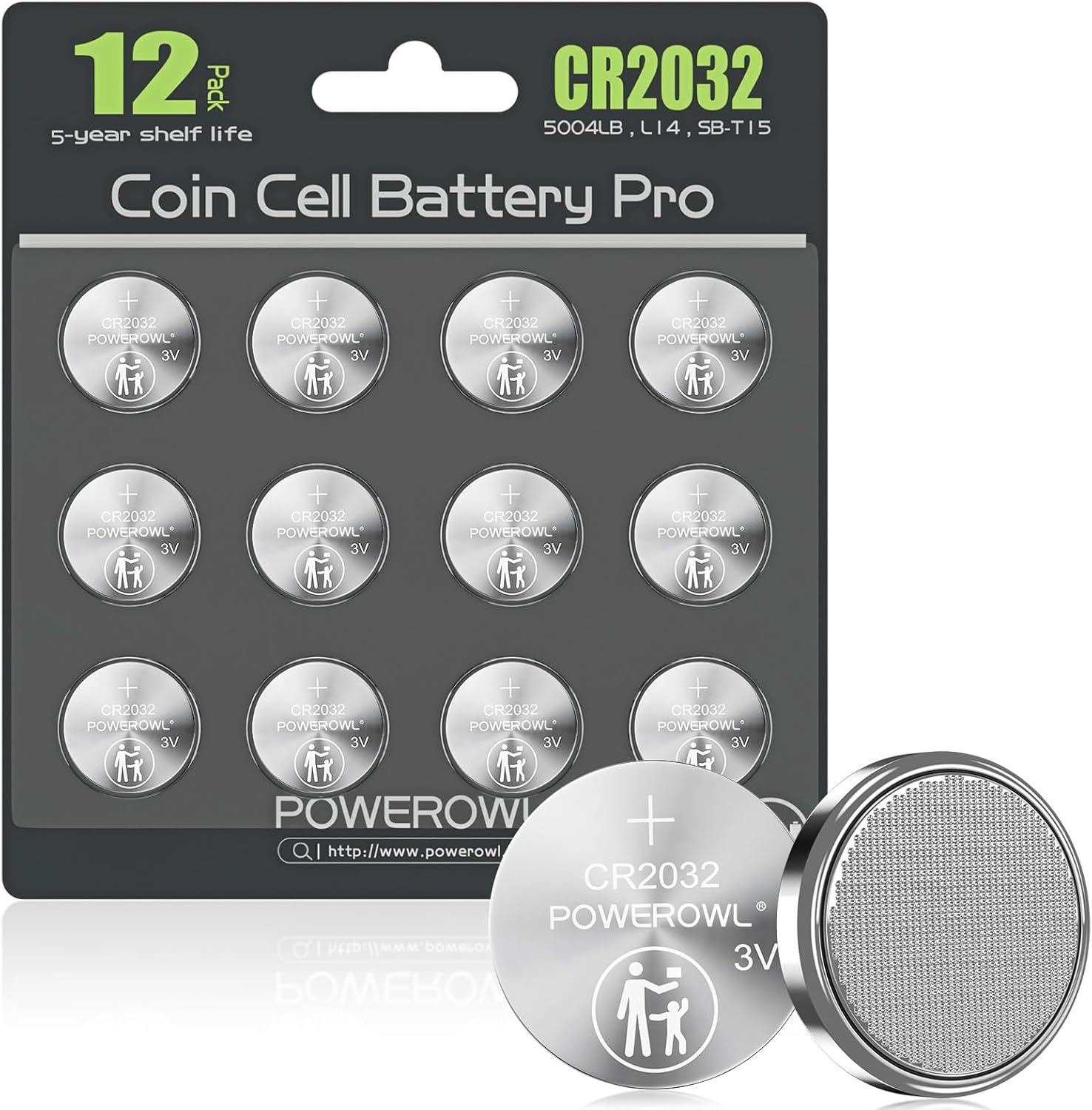 POWEROWL High Capacity CR2032 Battery 12 Pack - CR2032 Lithium 3V Coin Battery R...