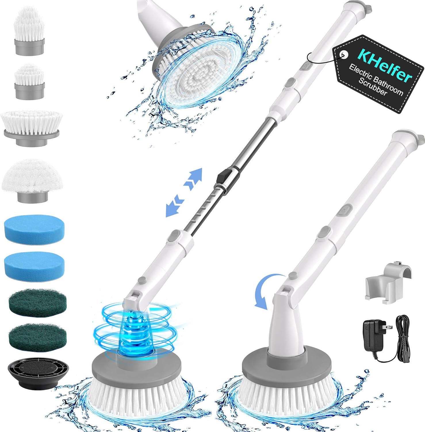 kHelfer Electric Spin Scrubber Kh8, 2024 Upgrade Cordless Shower Scrubber 8 Repl...