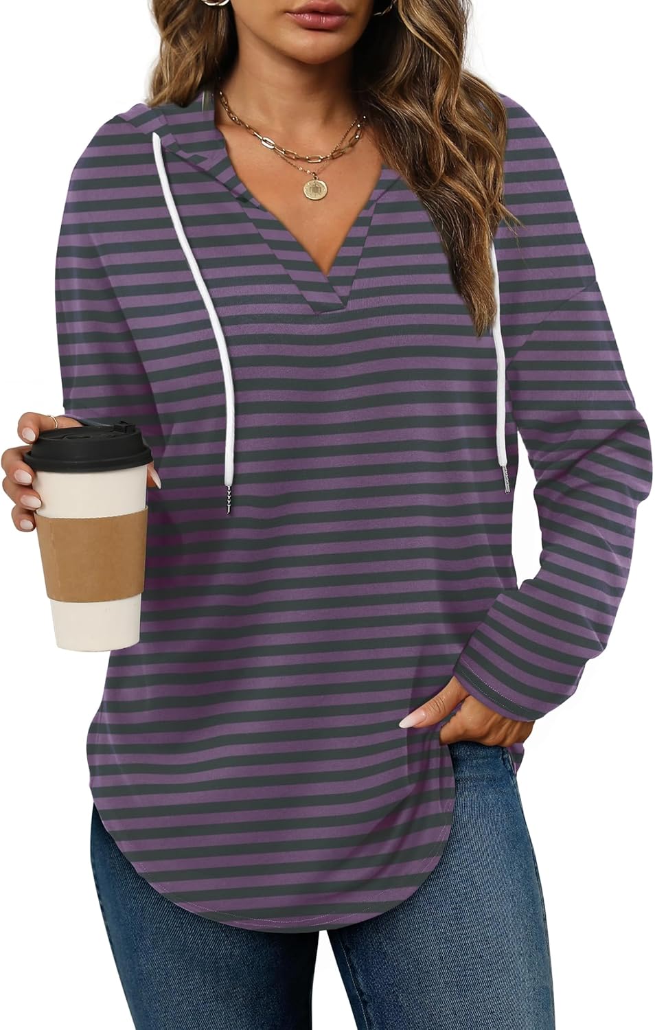 Bofell Womens Fashion Tops Hoodies for Women Pullover Oversized Sweatshirts Long...