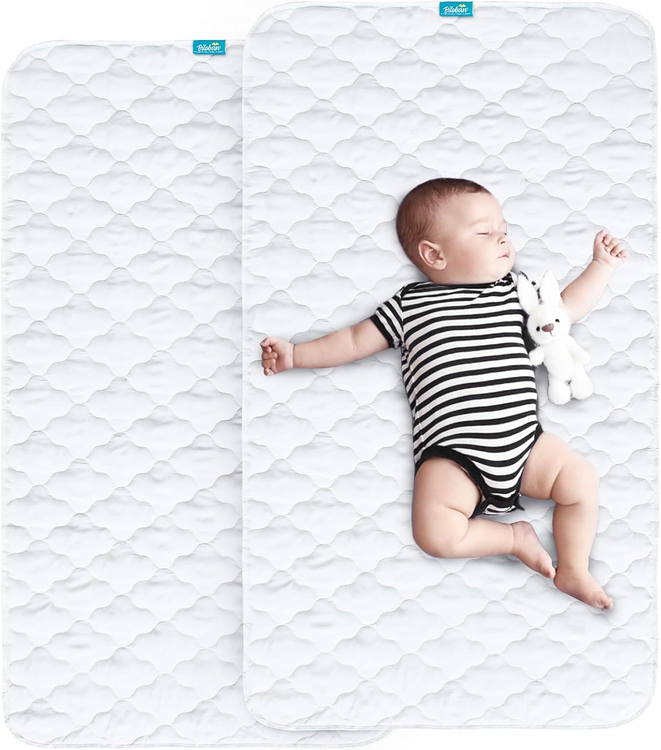 Waterproof Crib Mattress Protector Pad Cover 2 Pack 28" x 52", Anti Slip & Absor...