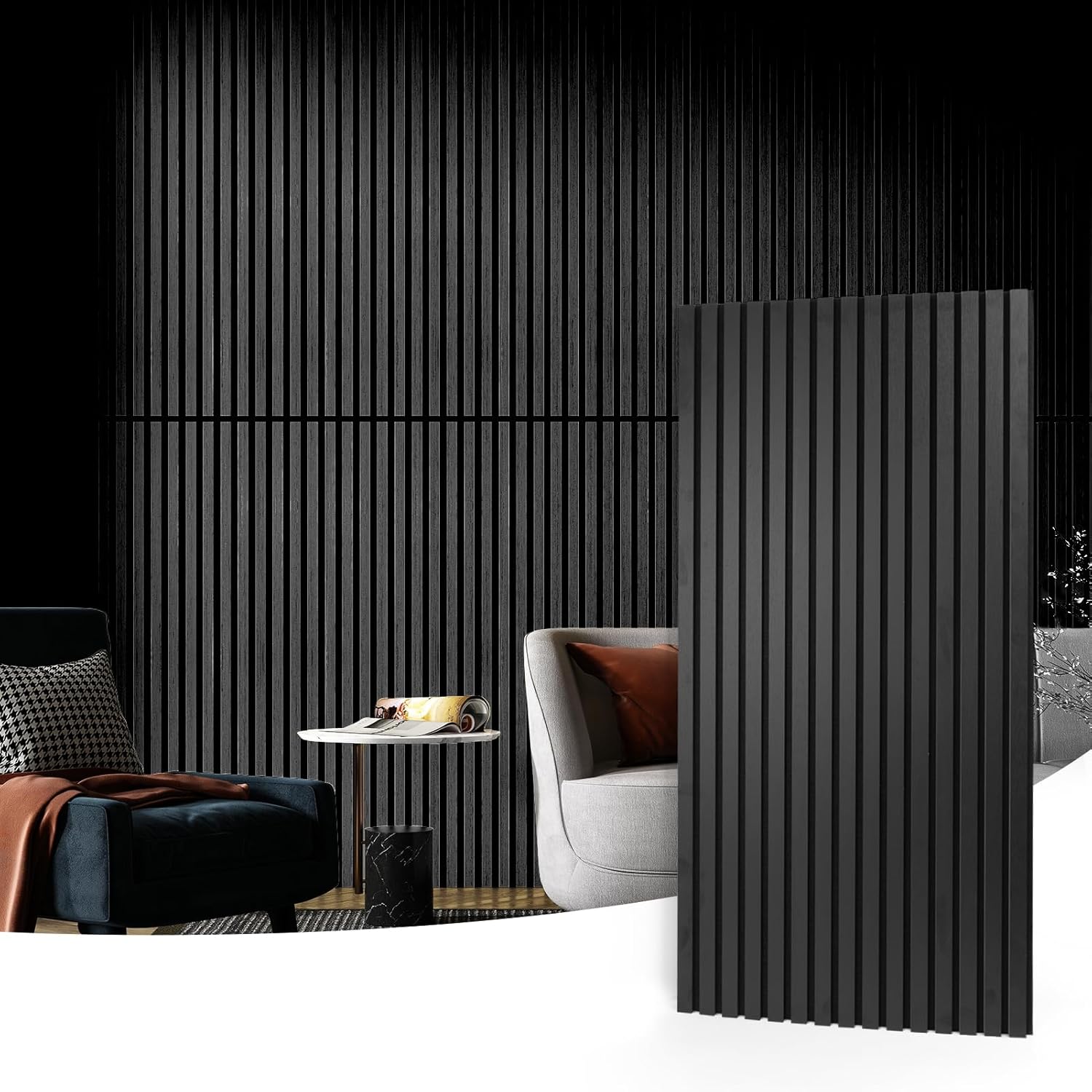 Art3d 2 Wood Slat Acoustic Panels for Wall and Ceiling - 3D Fluted Sound Absorbi...