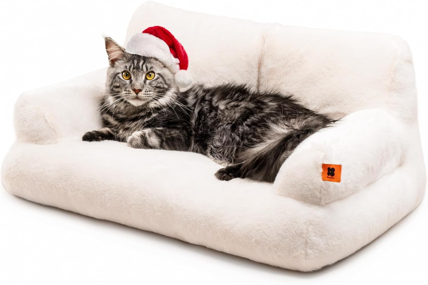 MEWOOFUN Stylish Cat Bed for Indoor Cars Large - Fluffy and Soft Cat Sofa Bed Sm...