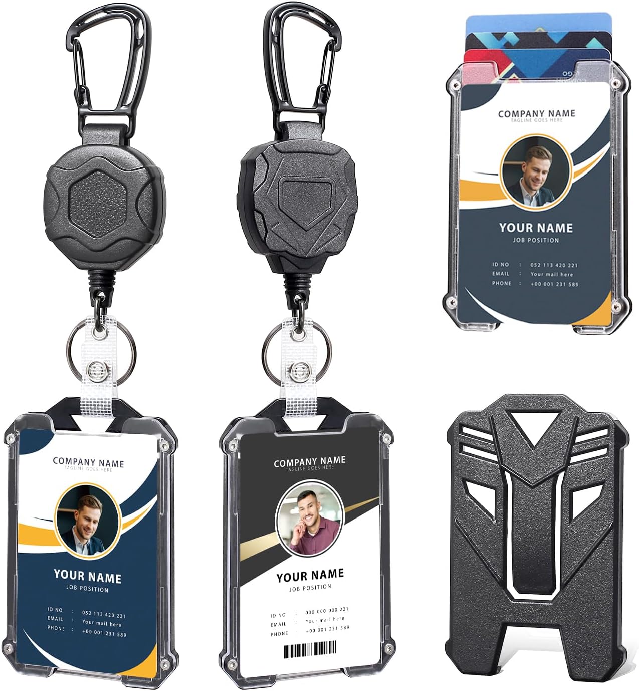 Badge Holder Retractable Clip Heavy Duty Carabiner Badge Reel Keychain with Lany...