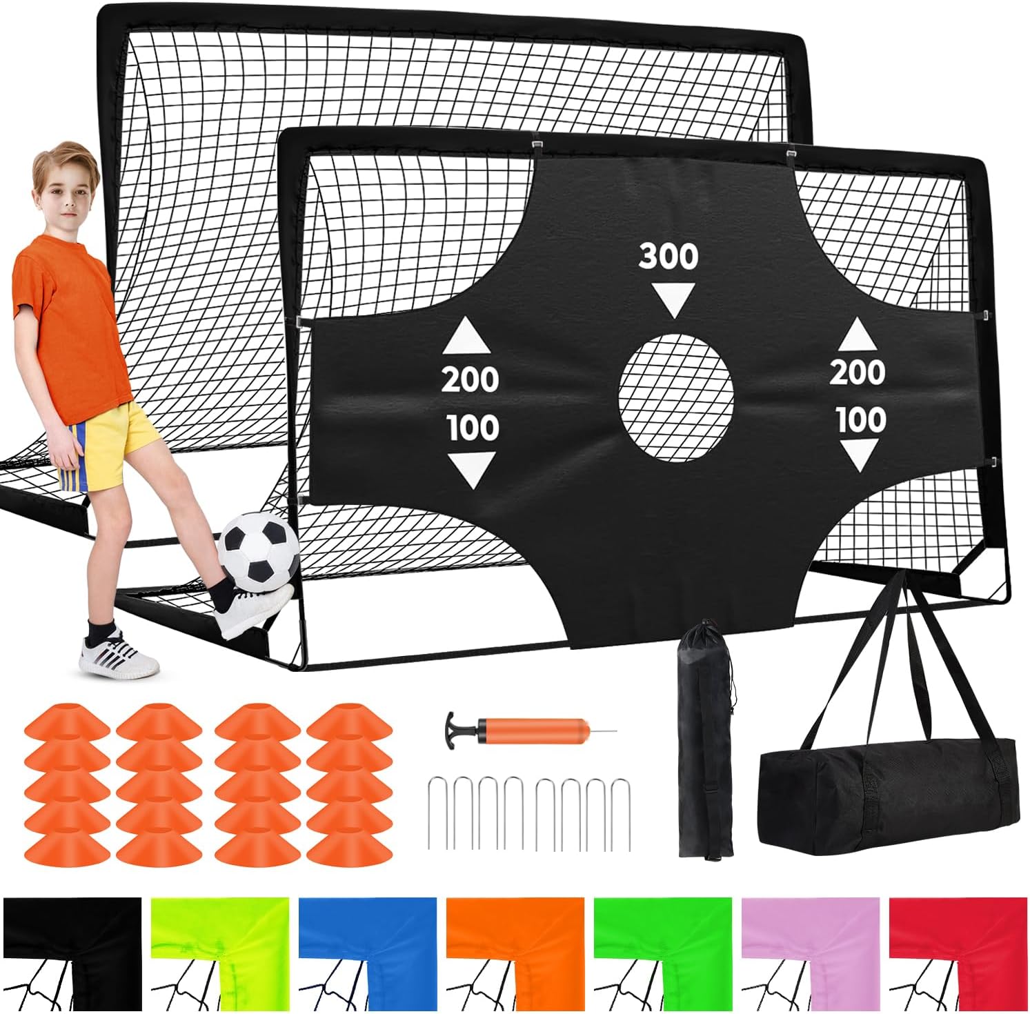 Portable Pop Up Soccer Goal - 6x4ft Backyard Training Equipment with Soccer Ball...