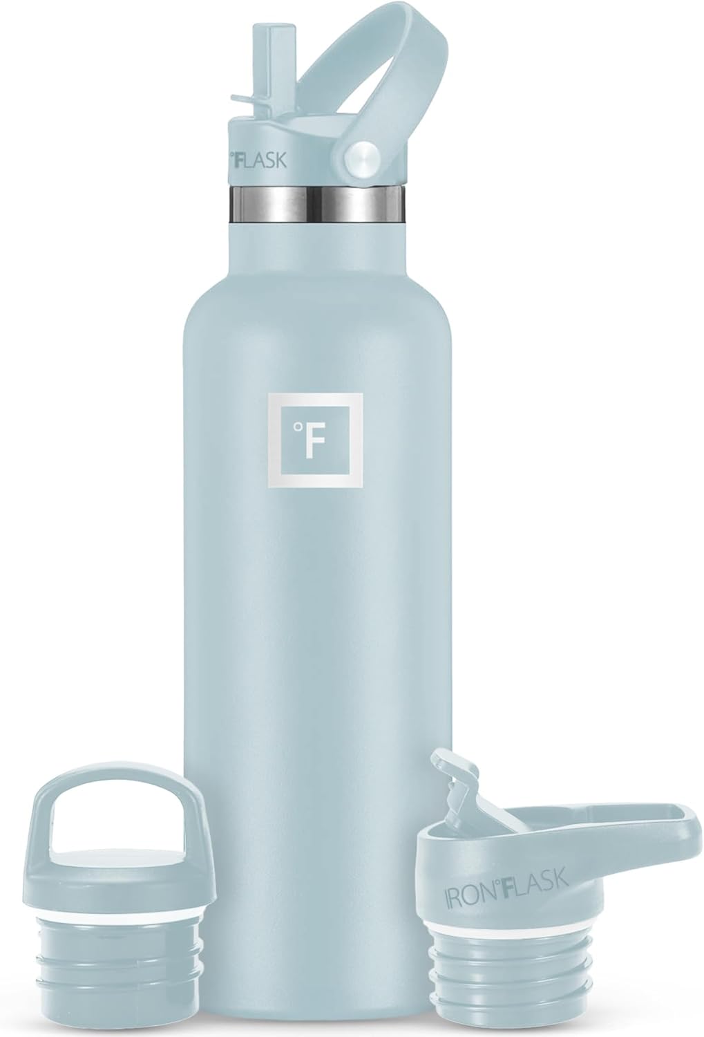IRON °FLASK Camping & Hiking Hydration Canteens - 3 Lids (Narrow Straw Lid) Leak...