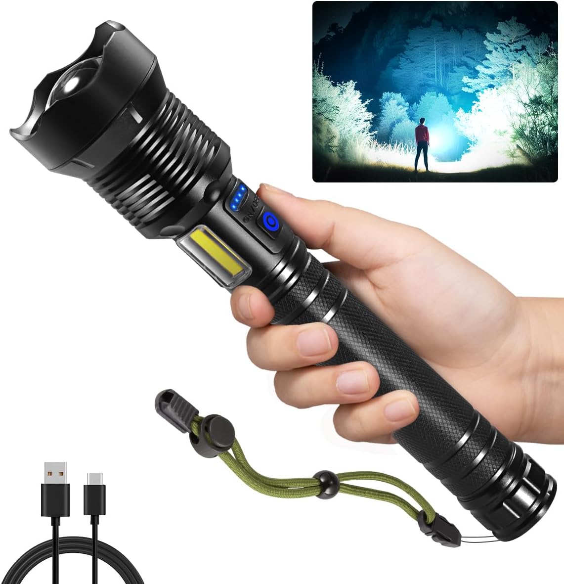 Flashlights High Lumen Rechargeable, Heavy Duty 990000 Lumens Rechargeable Flash...