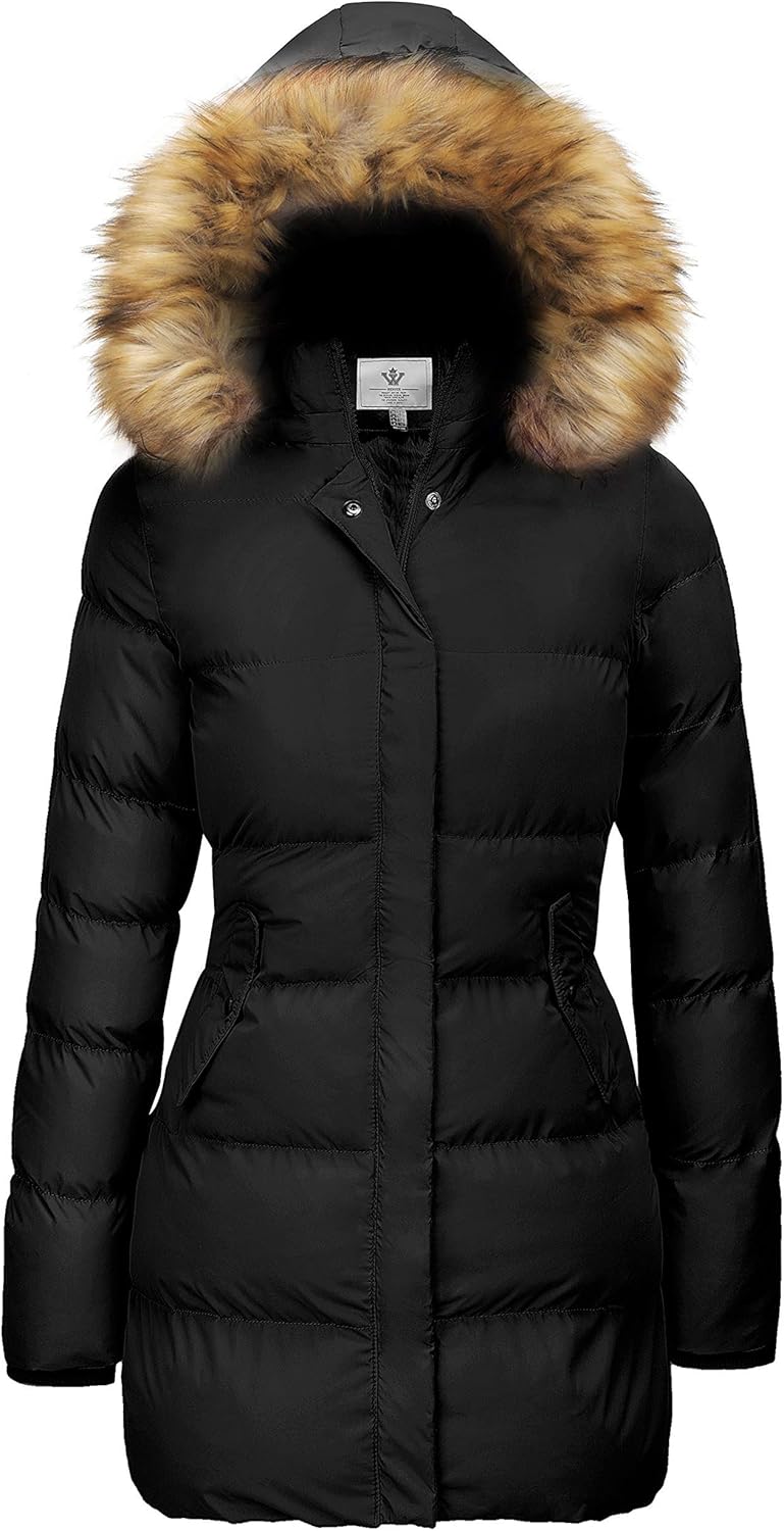 WenVen Women's Winter Thicken Puffer Coat Warm Jacket with Faux Fur Removable Ho...
