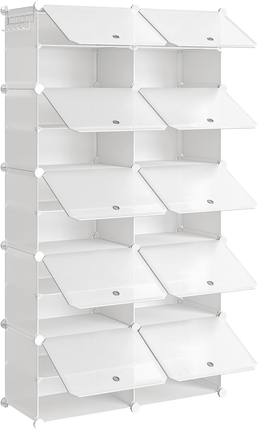 HOOBRO Shoe Rack, 10 Cubes Shoe Organizer with Doors, Plastic Panel Shoe Storage...