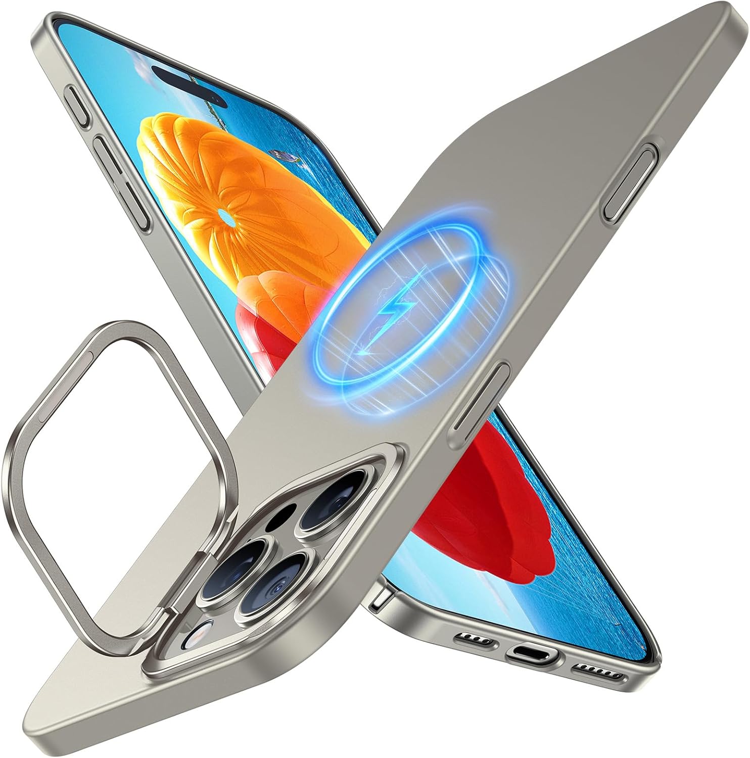 TORRAS Magnetic Slim Fit for iPhone 16 Pro Case with Stand, Compatible with MagS...