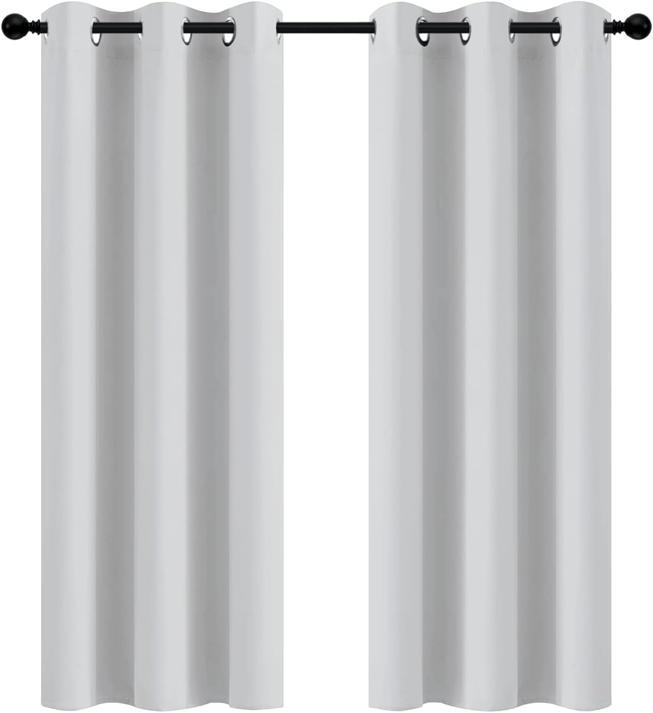 Yakamok Greyish White Curtains for Bedroom,Grommet Thermal Insulated Room Darken...