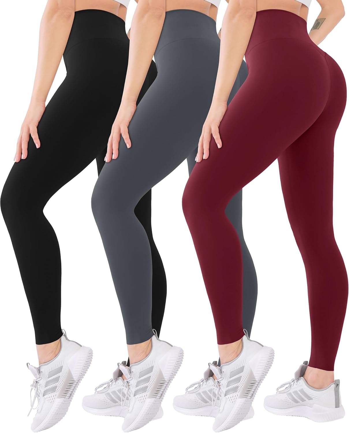 Blisset 3 Pack High Waisted Leggings for Women-Soft Athletic Tummy Control Pants...