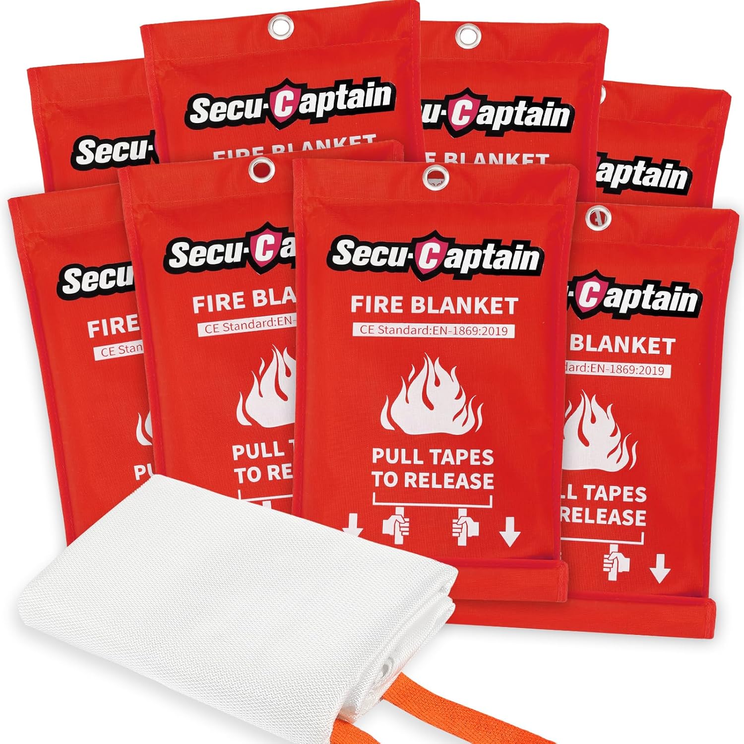 SecuCaptain Emergency Fire Blanket for Home and Kitchen - 8 Pack 40"x40" Flame S...
