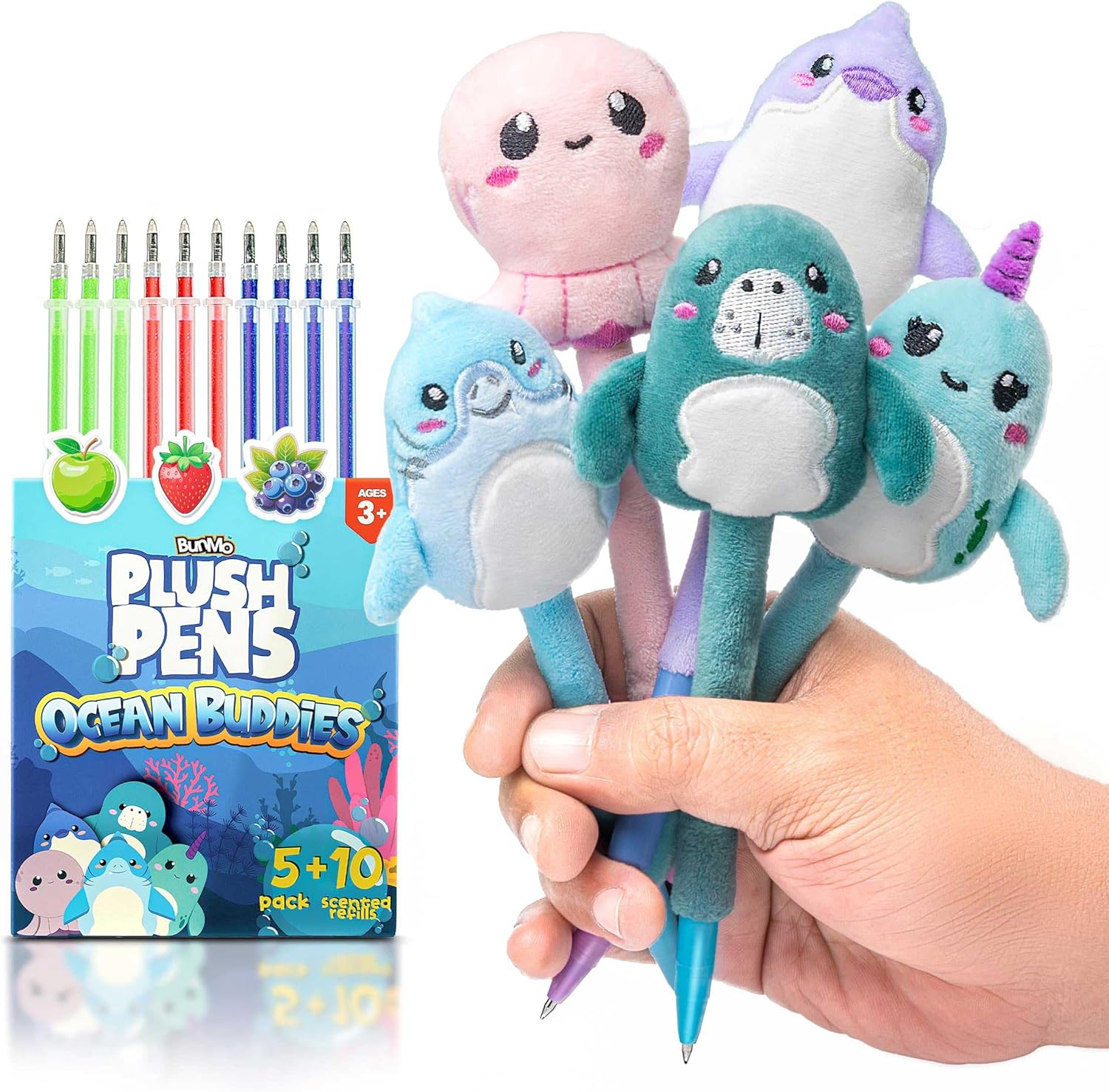 BUNMO Cute Pens for Girls - Cute Gel Pens w/Soft Grip & 10 Refills Included - Gi...
