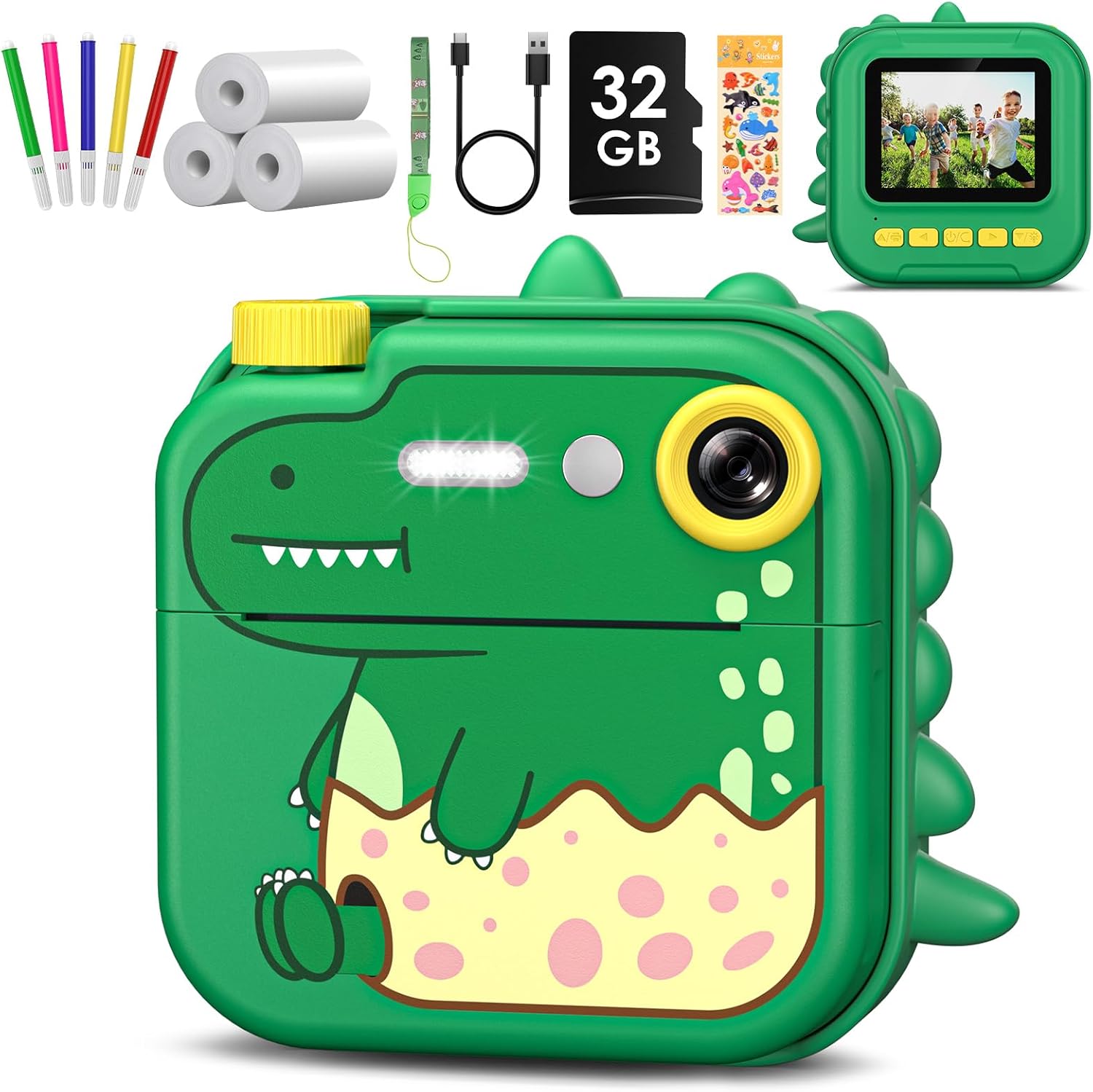 Gofunly Kids Camera Instant Print, 2.4'' Instant Camera for Kids with 32G Card &...