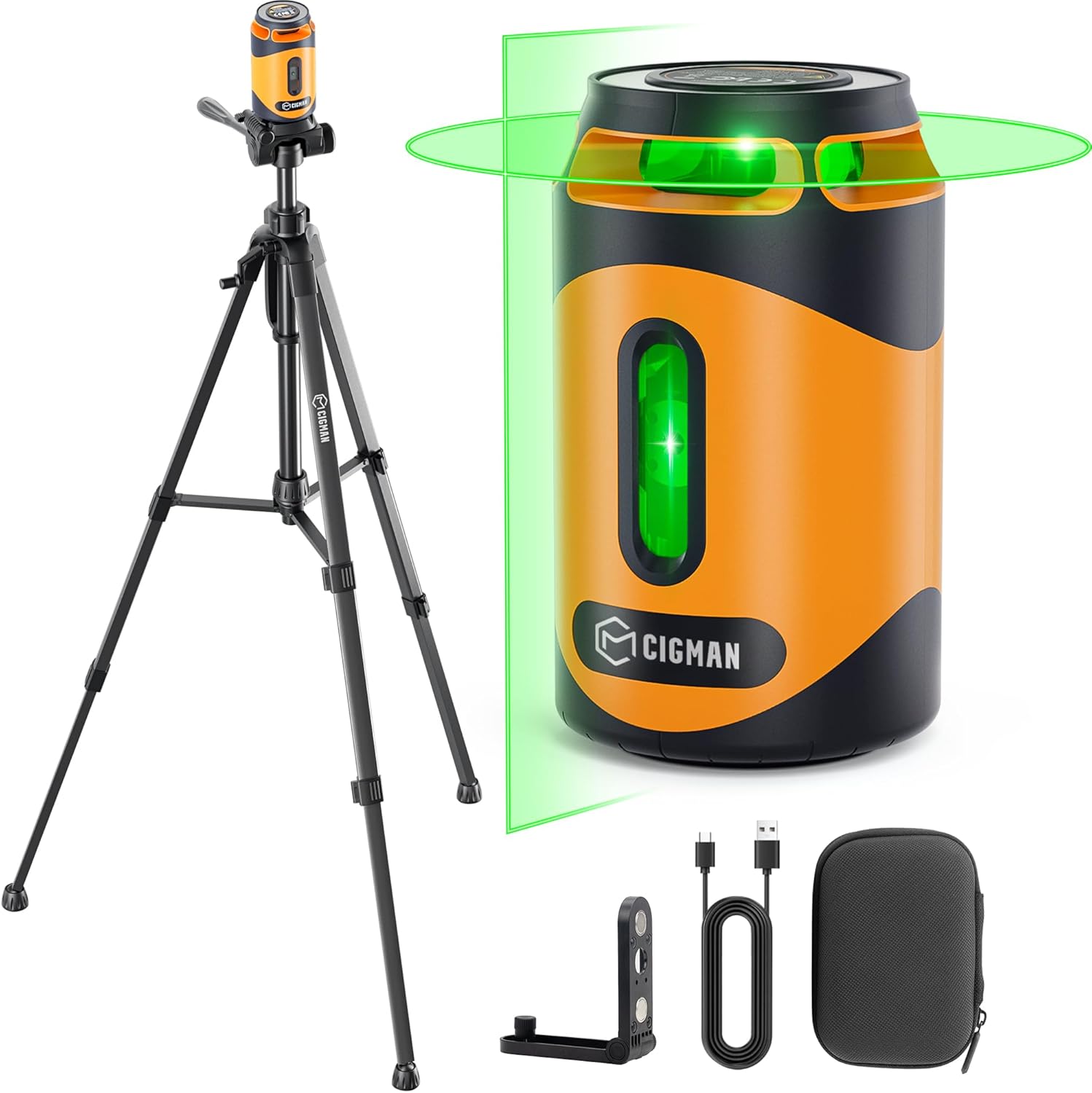 CIGMAN 360° Laser Level with Tripod, Green Self Leveling Cross Line Laser, 100Ft...