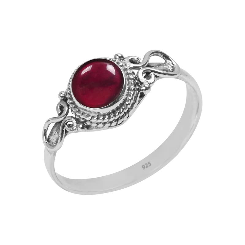 Garnet Stone Ring, Handmade 925 Sterling Silver Rings for Women Girls, Natural G...