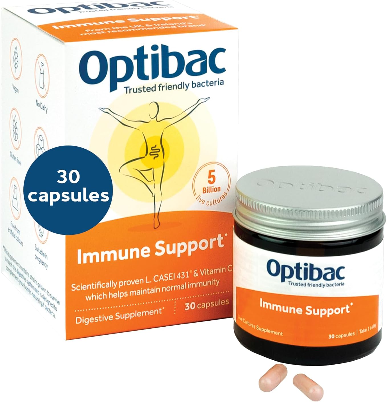 Optibac Probiotics Immune Support - Vegan Probiotic Supplement with Vitamin C to...