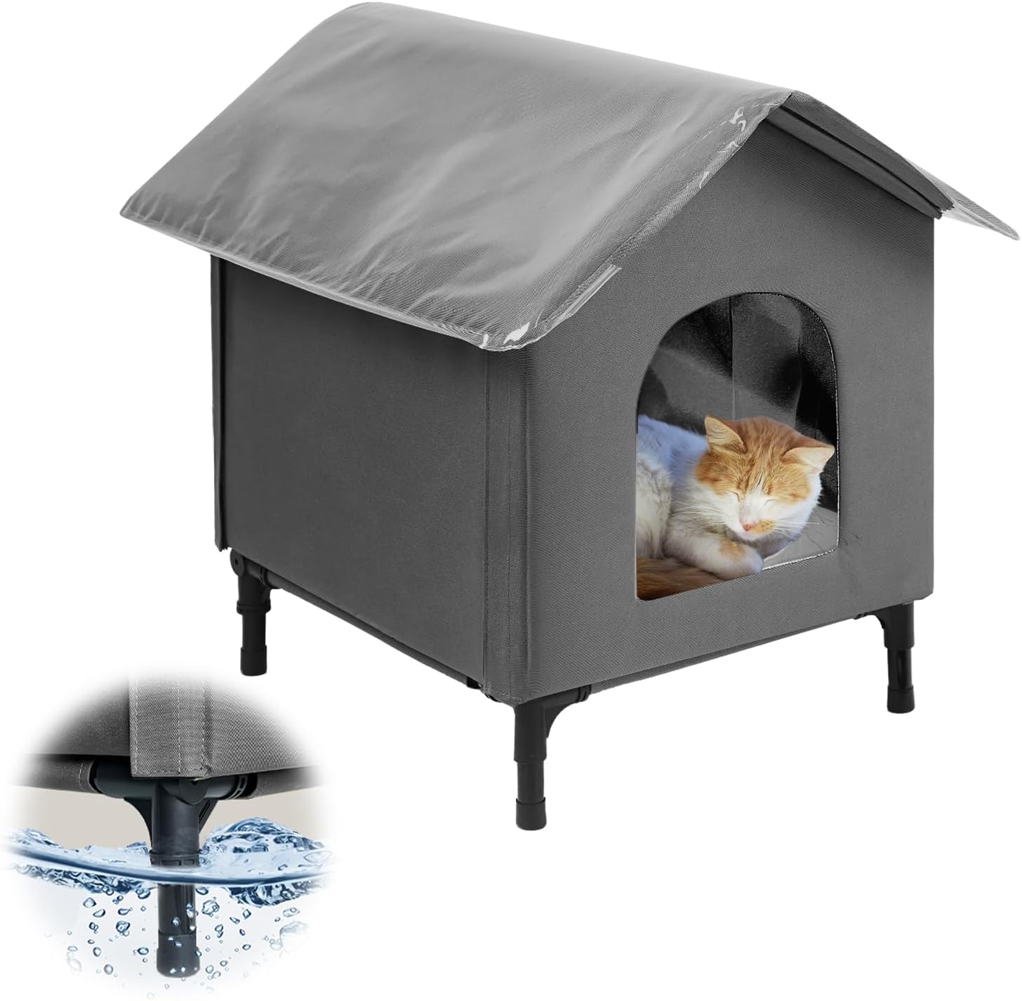 Bestier Large Cat House for Outdoor Cats, Weatherproof Feral Cat Shelter with So...