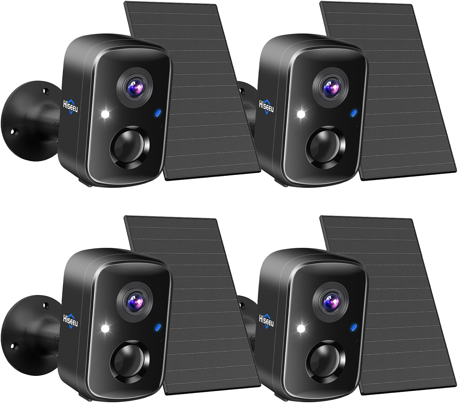 Hiseeu Security Cameras Wireless Outdoor, 4pcs Solar Powered 3K 4MP Surveillance...