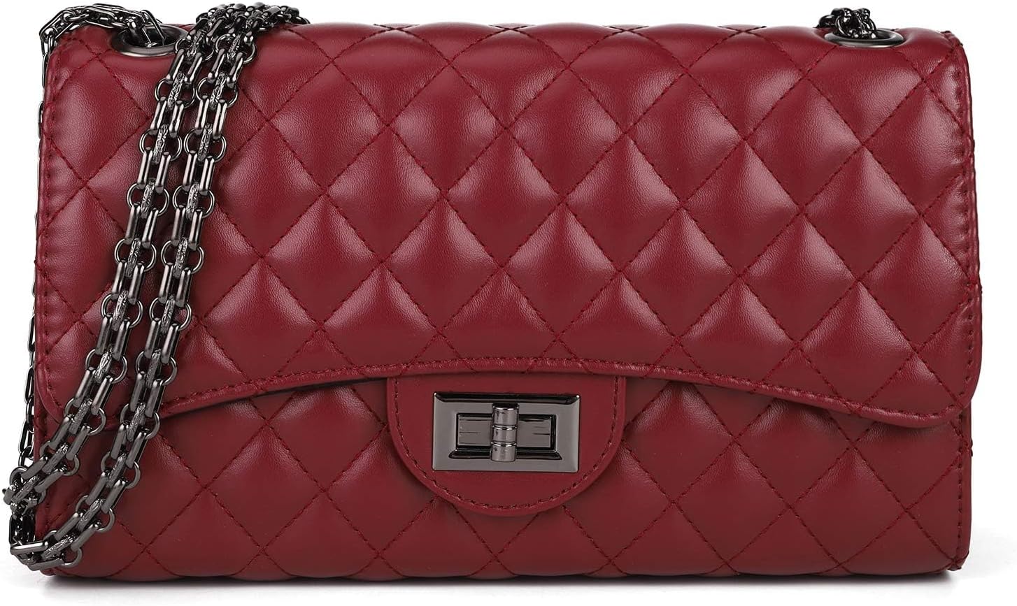 Gladdon Quilted Leather Crossbody Purse for Women Trendy Ladies Shoulder Bag wit...