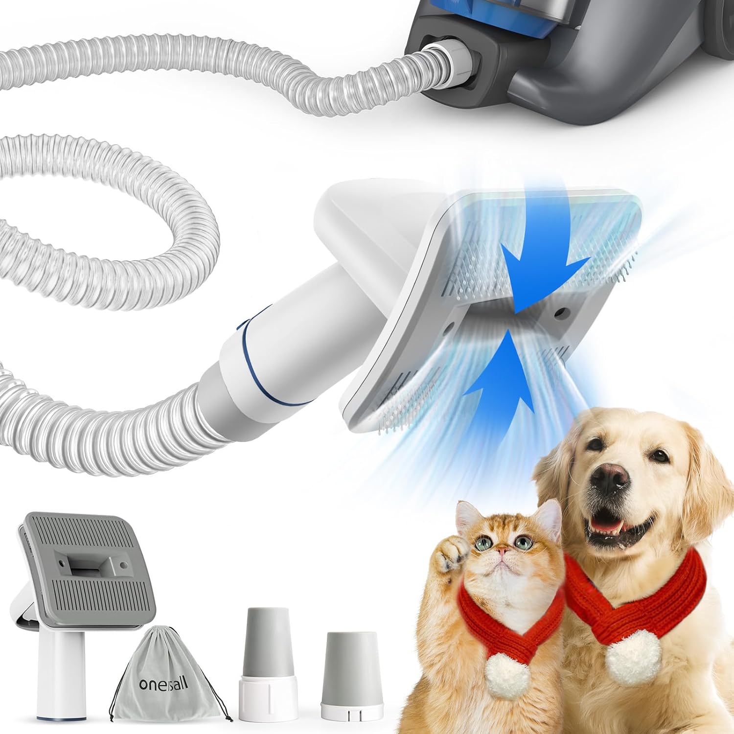 oneisall Dog Brush Vacuum Attachment with 1-1.5'' Universal Adapter,Dog Vacuum B...