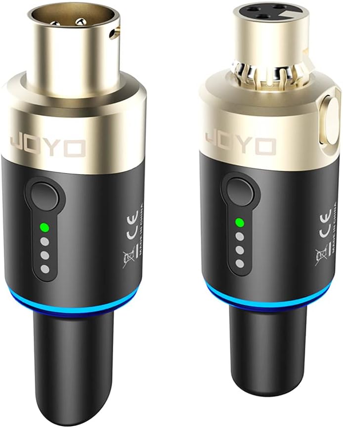 JOYO 5.8Ghz Wireless XLR Microphone Transmitter Receiver Plug-on Mic Adapter 4 C...