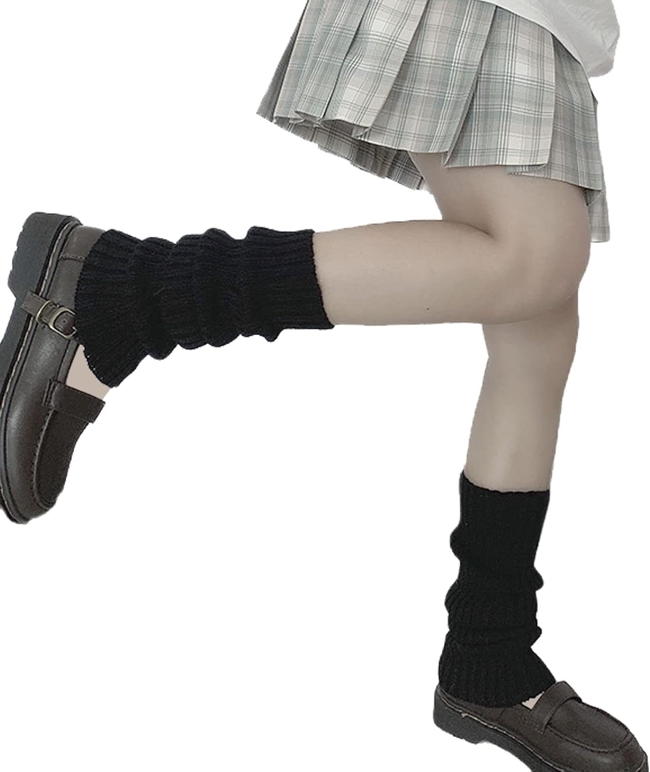 ZQFFB Leg Warmers Kawaii Black White Goth Stacked Leg Warmer of Japanese Style f...