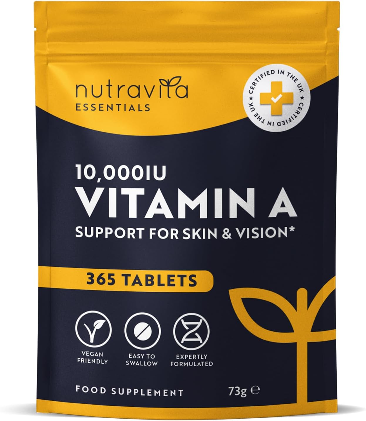 Vitamin A 10,000 IU – 365 Vitamin A Tablets (1 Year Supply) - High Strength Vita...